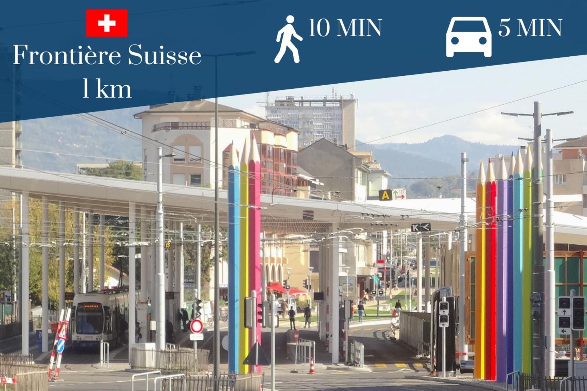 Homey Keola - Parking Prive Gratuit - Aux Portes De Geneve - Au Pied Du Tram - Appartement Avec 1 Chambre Et Un Grand Salon Avec Un Canape-Lit Ambilly ภายนอก รูปภาพ